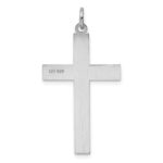 Sterling Silver Rhodium-plated Laser Designed Cross Pendant - Image 4