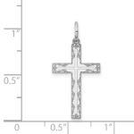 Sterling Silver Rhodium-plated Laser Designed Cross Pendant - Image 4