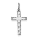 Sterling Silver Rhodium-plated Laser Designed Cross Charm