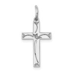Sterling Silver Rhodium-plated Laser Designed Cross Charm