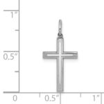 Sterling Silver Rhodium-plated Laser Designed Cross Charm - Image 4