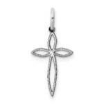 Sterling Silver Rhodium-plated Laser Designed Cross Charm