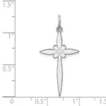 Sterling Silver Rhodium-plated Laser Designed Cross Pendant - Image 4