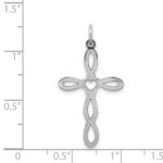 Sterling Silver Rhodium-plated Laser Designed Cross Pendant - Image 4