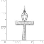 Sterling Silver Rhodium-plated Laser Designed Cross Pendant - Image 3