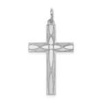 Sterling Silver Rhodium-plated Laser Designed Cross Pendant
