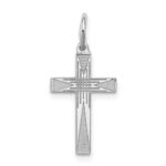 Sterling Silver Rhodium-plated Laser Designed Cross Charm