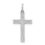 Sterling Silver Rhodium-plated Laser Designed Cross Pendant