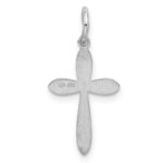 Sterling Silver Rhodium-plated Laser Designed Cross Charm - Image 3