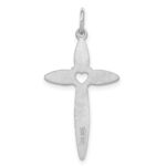 Sterling Silver Rhodium-plated Laser Designed Cross Pendant - Image 4