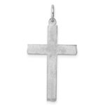 Sterling Silver Rhodium-plated Laser Designed Cross Pendant - Image 4