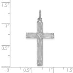 Sterling Silver Rhodium-plated Laser Designed Cross Pendant - Image 3