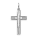 Sterling Silver Rhodium-plated Laser Designed Cross Pendant