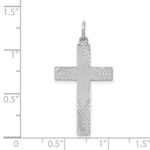 Sterling Silver Rhodium-plated Laser Designed Cross Pendant - Image 3