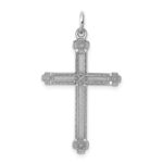 Sterling Silver Rh-plt Laser Designed CroSterling Silver Rh-plt Charm