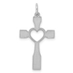 Sterling Silver Rhodium-plated Laser Designed Cross Pendant