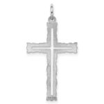 Sterling Silver Rhodium-plated Laser Designed Cross Pendant - Image 4