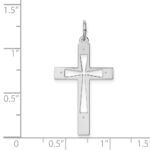 Sterling Silver Rhodium-plated Laser Designed Cross Pendant - Image 3