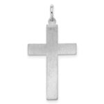 Sterling Silver Rhodium-plated Laser Designed Cross Pendant - Image 4
