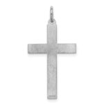 Sterling Silver Rhodium-plated Laser Designed Cross Pendant - Image 4