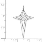 Sterling Silver Rhodium-plated Laser Designed Cross Pendant - Image 3