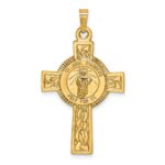 14k Polished Cross with St. Jude Thaddeus Medal Pendant