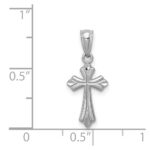 14k White Gold Budded Cross Charm - Image 4