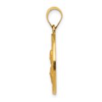 14k Polished and Satin Hollow Sacred Heart of Jesus Medal Round Pendant - Image 2