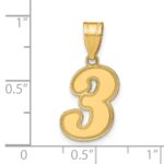 14k Brushed Border Script Number 3 Pendant - Image 3