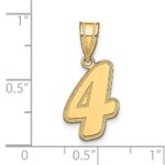 14k Brushed Border Script Number 4 Pendant - Image 2