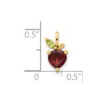 14K Heart-shaped Garnet and Peridot Apple Pendant - Image 4