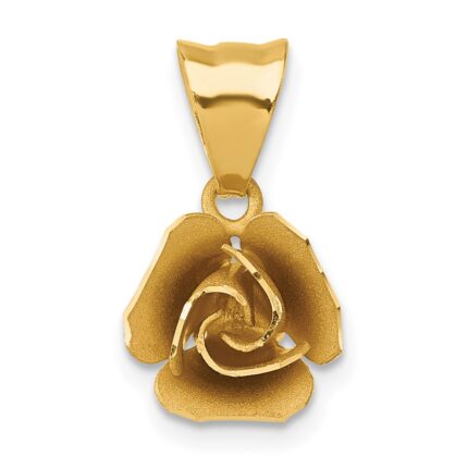 14k Brushed Rose Flower Pendant