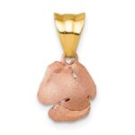 14k with Rose-tone Rhodium Brushed Rose Flower Pendant - Image 3