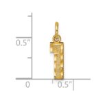 14k Small Brushed Diamond-cut Number 1 Charm - Image 4
