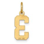 14k Small Brushed Diamond-cut Number 3 Charm - Image 3