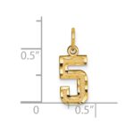 14k Small Brushed Diamond-cut Number 5 Charm - Image 4