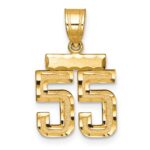 14k Small Brushed Diamond-cut Number 55 Charm