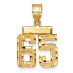 14k Small Brushed Diamond-cut Number 65 Charm