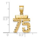 14k Small Brushed Diamond-cut Number 75 Charm - Image 2