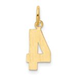 14k Small Polished Number 4 Charm - Image 3