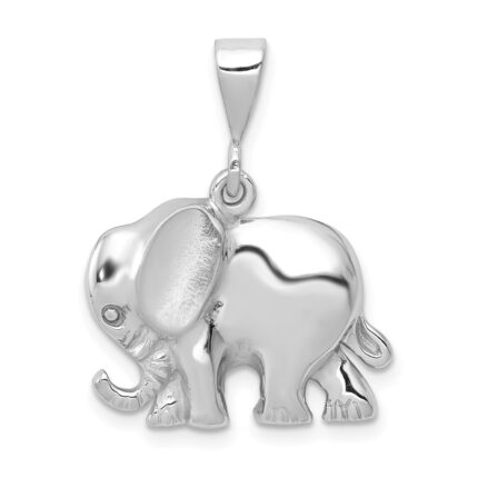 14k White Gold Polished Elephant Charm