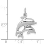 14k White Gold Dolphin Pair Charm - Image 4