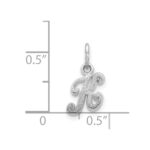 14KW White Gold Casted Script Letter K Initial Charm - Image 3