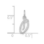 14KW White Gold Casted Script Letter O Initial Charm - Image 4