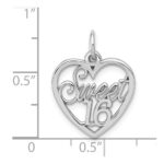 14k White Gold SWEET 16 in Heart Charm - Image 4