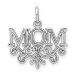 14k White Gold MOM Charm