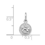 14k White Gold Small Polished Angel Round Charm - Image 3