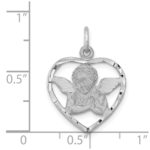 14k White Gold Cut-out Angel in Heart Charm - Image 4
