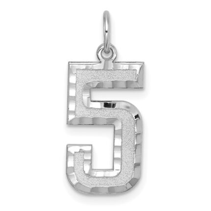 14kw Large Brushed Diamond-cut  Number 5 Charm