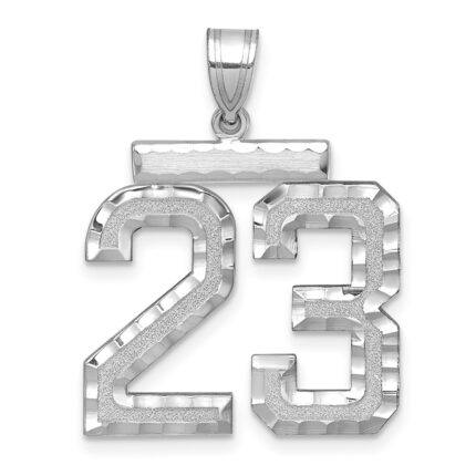 14kw Large Brushed Diamond-cut Number 23 Charm